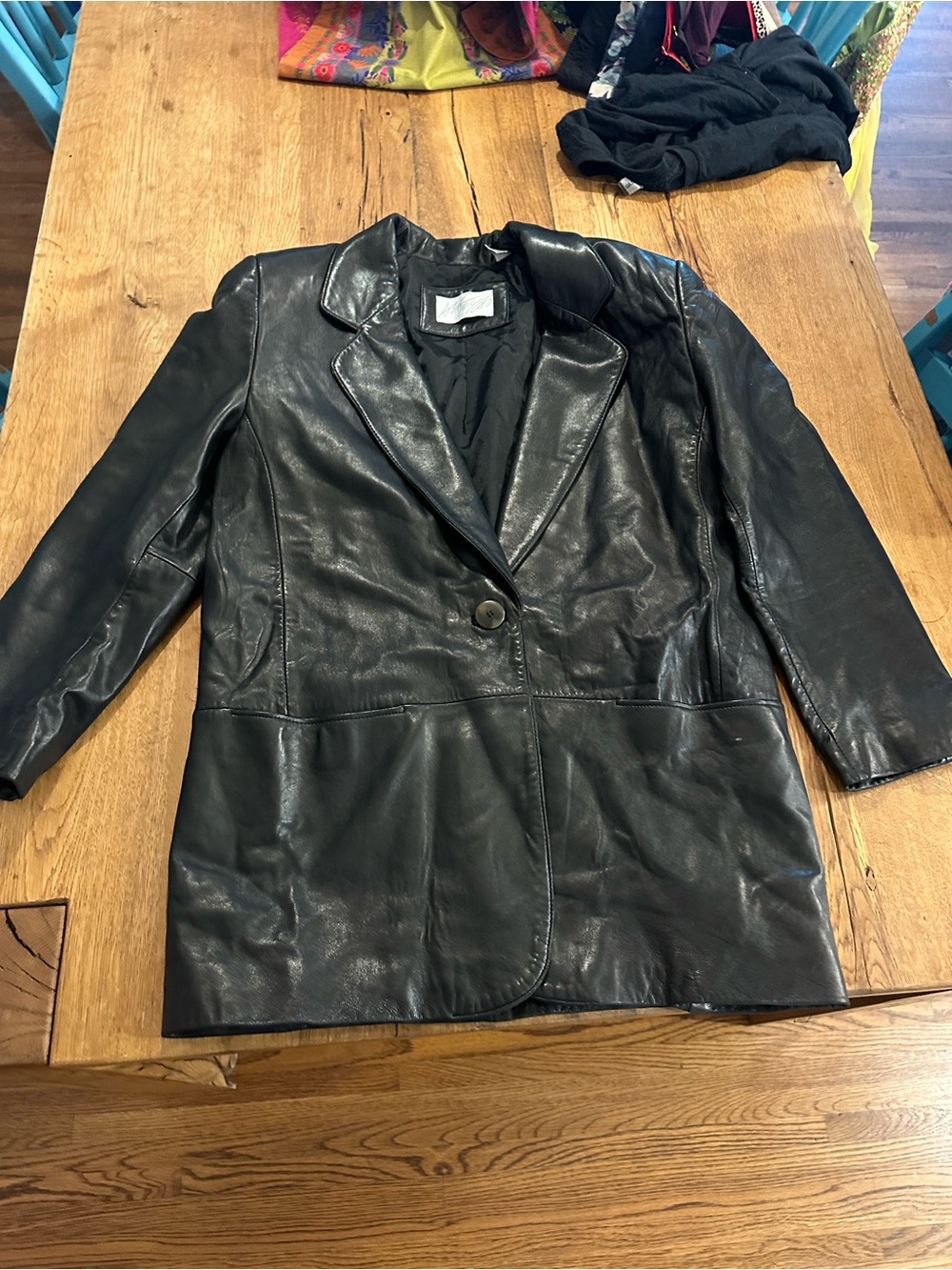 Vintage Lord & Taylor black leather blazer